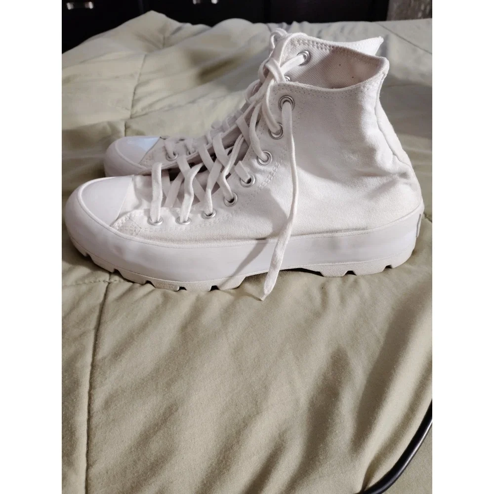 Converse Chuck Taylor Women 10 Lugged Platform High Top Preppy‎ White Sneakers - Picture 9 of 11